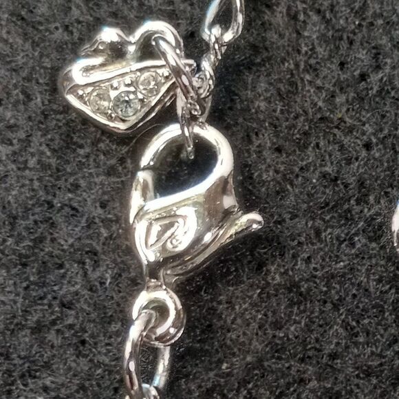 Swarovski Puffed Heart Pendant with Crystals & Lariat device on box chain Swans - Picture 8 of 9